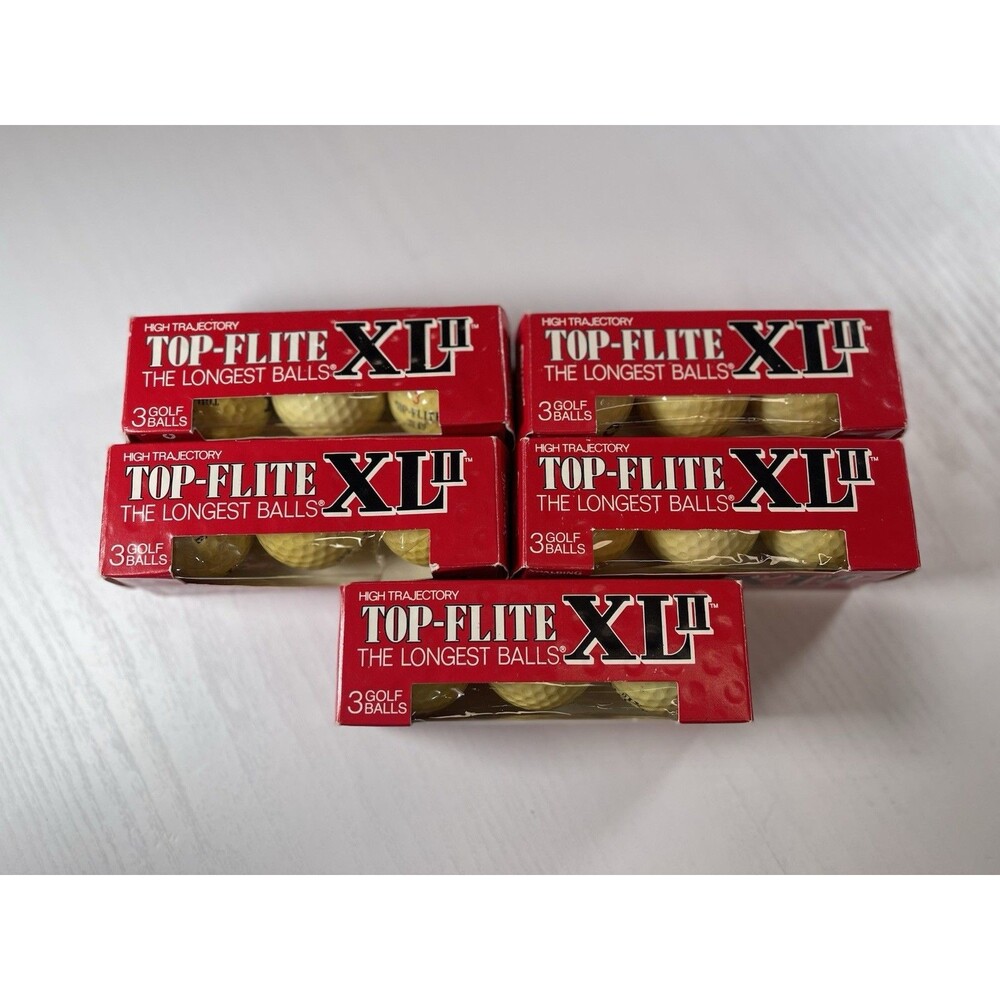Vintage Spalding Top-Flite XL II Yellow Golf Balls NOS 15 Balls 5 Boxes USA